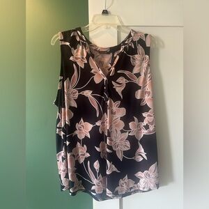 Floral Sleeveless Top - Navy and Pink